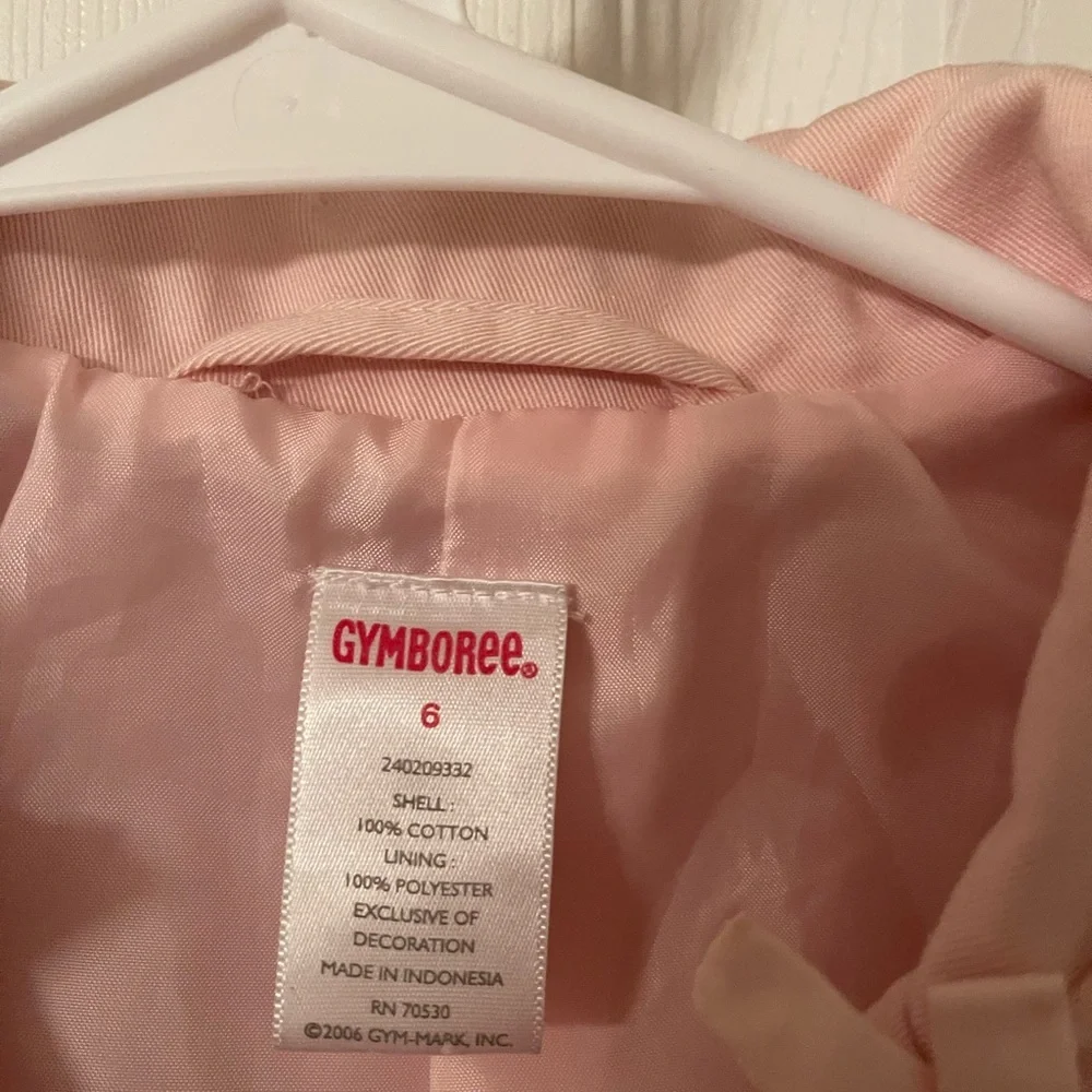 Gymboree Pale Pink Bow Cotton Trench Coat - Picture 4 of 6